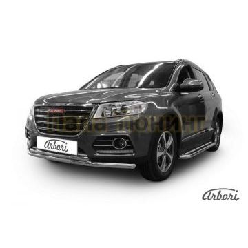 Защита передняя двойная 57-42 мм Slitkoff для Haval H6 2014-