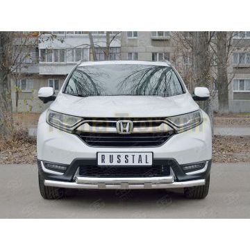 Защита передняя двойная дуга с декором d57-d57 РусСталь для Honda CR-V 2017-