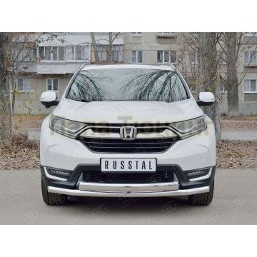 Защита передняя двойная дуга 63-75х42 мм РусСталь для Honda CR-V 2017-