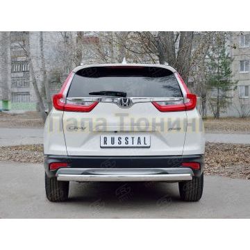 Защита заднего бампера овальная 75х42 мм РусСталь для Honda CR-V 2017-