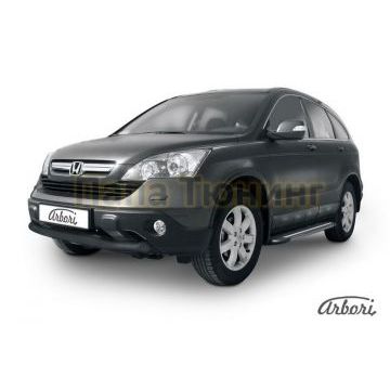 Защита переднего бампера чёрная сталь 76 мм Slitkoff для Honda CR-V 2010-2012