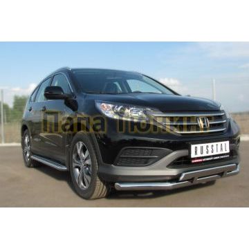 Защита передняя двойная 63-75х42 мм РусСталь для Honda CR-V 2012-2015