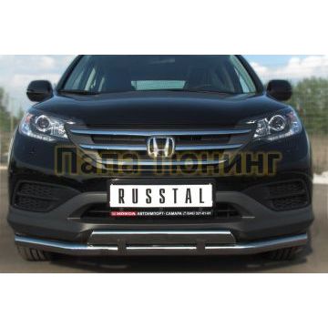 Защита передняя двойная 63-75х42 мм РусСталь для Honda CR-V 2012-2015