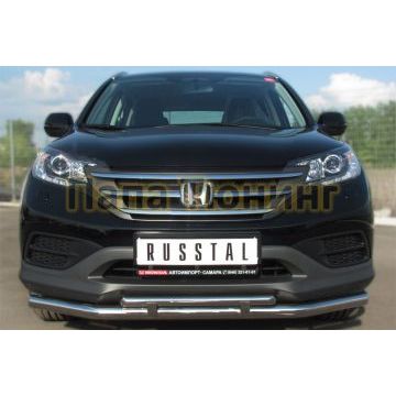 Защита передняя двойная d57-d42 РусСталь для Honda CR-V 2012-2015