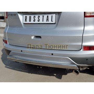 Защита заднего бампера овальная 75х42 мм РусСталь для Honda CR-V 2015-2017
