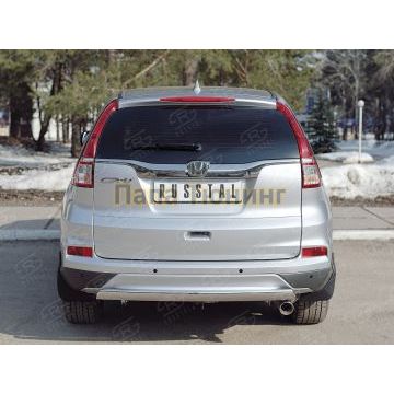 Защита заднего бампера овальная 75х42 мм РусСталь для Honda CR-V 2015-2017