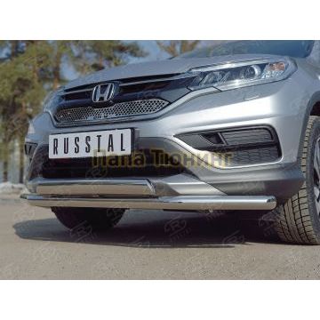 Защита передняя двойная 63-75х42 мм РусСталь для Honda CR-V 2015-2017