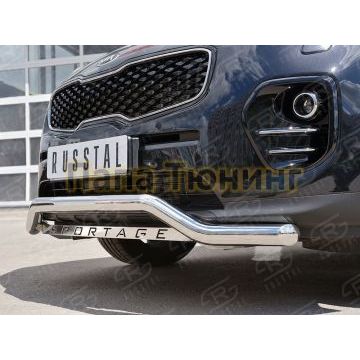 Защита переднего бампера волна с надписью d57 РусСталь для Kia Sportage 2016-2021