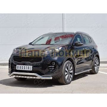Защита переднего бампера волна с надписью d57 РусСталь для Kia Sportage 2016-2021