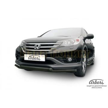 Защита передняя чёрная сталь двойная 57-57 мм Slitkoff для Honda CR-V 2012-