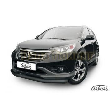 Защита переднего бампера чёрная сталь 76 мм Slitkoff для Honda CR-V 2012-