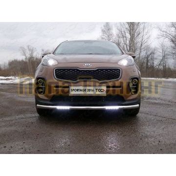 Защита переднего бампера с ДХО 60 мм ТСС для Kia Sportage 2016-2018