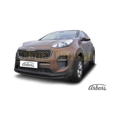 Защита переднего бампера чёрная сталь 42 мм Slitkoff для Kia Sportage 2016-2018