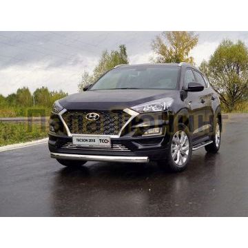 Защита передняя овальная 75х42 мм для Hyundai Tucson 2018-2021