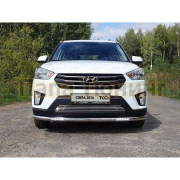Защита переднего бампера с ДХО 60 мм ТСС для Hyundai Creta 2016-2021