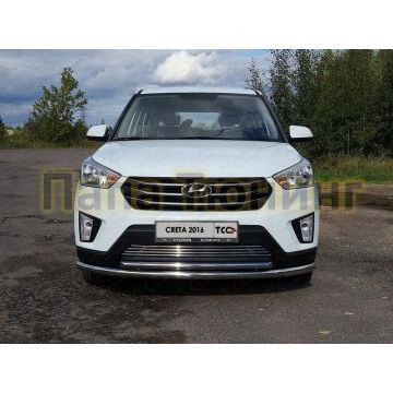 Защита передняя двойная 60-42 мм ТСС для Hyundai Creta 2016-2021