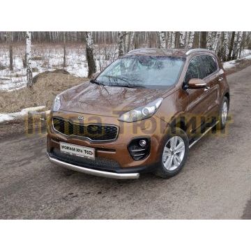 Защита передняя овальная 75х42 мм ТСС для Kia Sportage 2016-2018