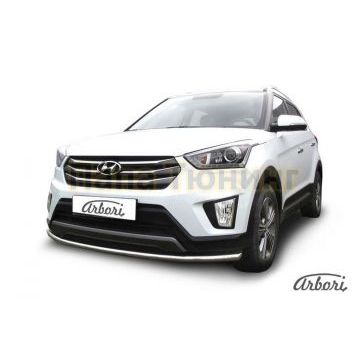 Защита передняя радиусная 42 мм на 4х4 Slitkoff для Hyundai Creta 2016-2021
