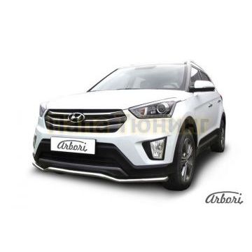 Защита передняя волна 42 мм на 4х4 Slitkoff для Hyundai Creta 2016-2021
