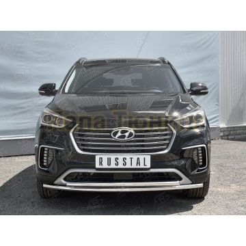 Защита передняя двойная дуга 42-d42 РусСталь для Hyundai Santa Fe Grand 2016-