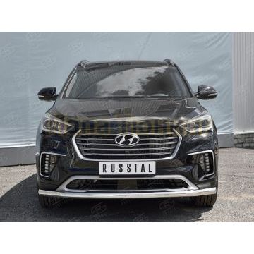 Защита переднего бампера секции d57 РусСталь для Hyundai Santa Fe Grand 2016-