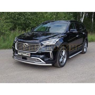 Защита переднего бампера 60 мм ТСС для Hyundai Santa Fe Grand 2016-