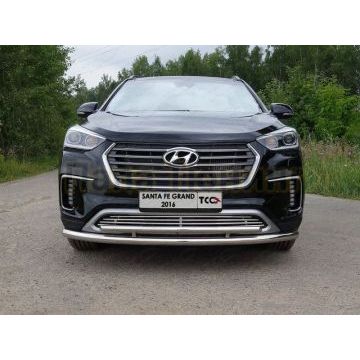 Защита передняя двойная 60-42 мм ТСС для Hyundai Santa Fe Grand 2016-
