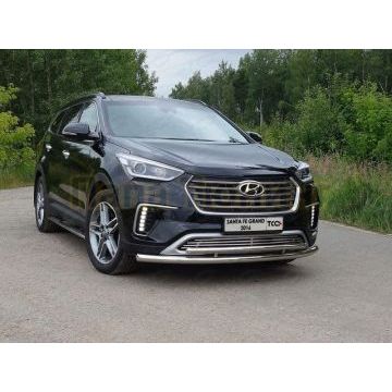 Защита передняя двойная 60-42 мм ТСС для Hyundai Santa Fe Grand 2016-
