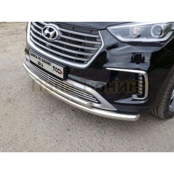 Защита передняя двойная 60-42 мм ТСС для Hyundai Santa Fe Grand 2016-