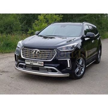 Защита передняя овальная 75х42 мм ТСС для Hyundai Santa Fe Grand 2016- Защита передняя овальная 75х42 мм ТСС для Hyundai Santa Fe Grand 2016-