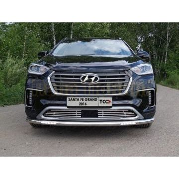 Защита переднего бампера с ДХО 60 мм ТСС для Hyundai Santa Fe Grand 2016- Защита переднего бампера с ДХО 60 мм ТСС для Hyundai Santa Fe Grand 2016-