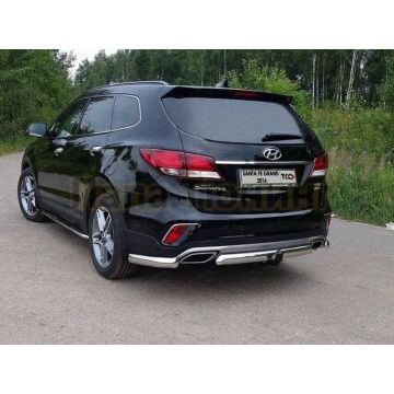 Защита задняя овальная центральная 75х42 мм ТСС для Hyundai Santa Fe Grand 2016- Защита задняя овальная центральная 75х42 мм ТСС для Hyundai Santa Fe Grand 2016-