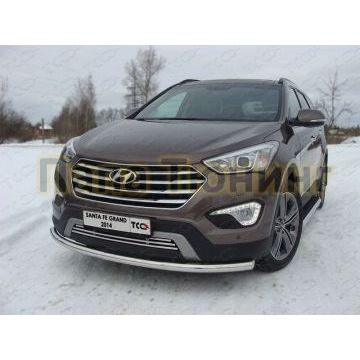 Защита переднего бампера 60 мм ТСС для Hyundai Santa Fe Grand 2014-2016