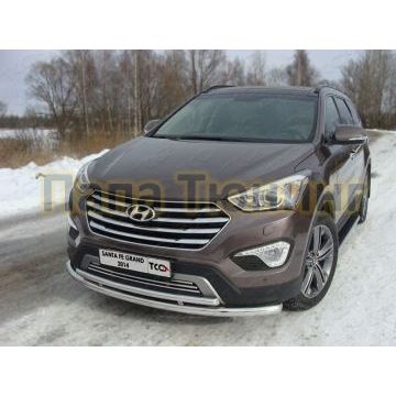 Защита передняя двойная 60-42 мм ТСС для Hyundai Santa Fe Grand 2014-2016
