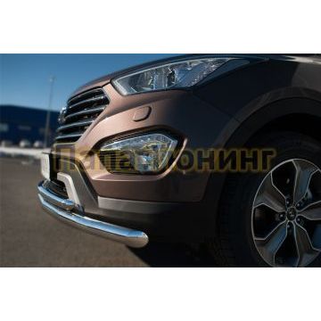 Защита передняя двойная d57-d42 РусСталь для Hyundai Santa Fe Grand 2014-2016