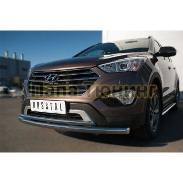 Защита передняя двойная d57-d42 РусСталь для Hyundai Santa Fe Grand 2014-2016