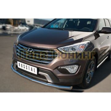 Защита переднего бампера d57 РусСталь для Hyundai Santa Fe Grand 2014-2016