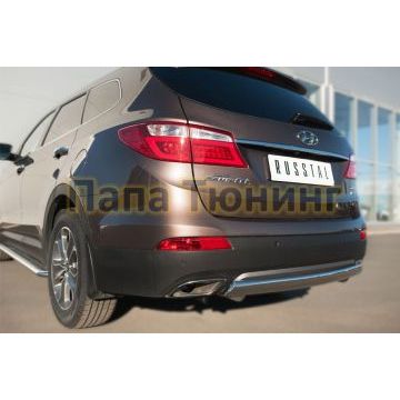 Защита заднего бампера овальная 75х42 мм дуга РусСталь для Hyundai Santa Fe Grand 2014-2016