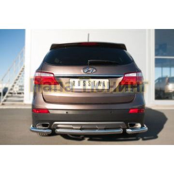 Защита задняя уголки d57 РусСталь для Hyundai Santa Fe Grand 2014-2016