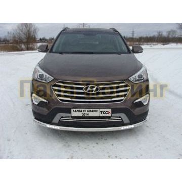 Защита переднего бампера с ДХО 60 мм ТСС для Hyundai Santa Fe Grand 2014-2016 Защита переднего бампера с ДХО 60 мм ТСС для Hyundai Santa Fe Grand 2014-2016