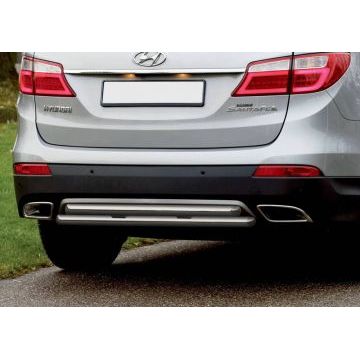 Защита заднего бампера двойная 57-57 мм Rival для Hyundai Grand Santa Fe 2014-2016