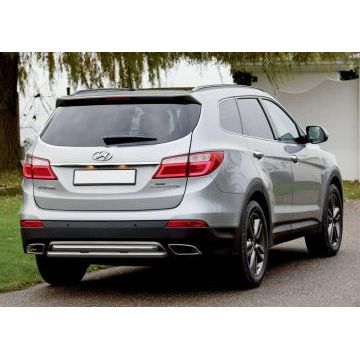 Защита заднего бампера двойная 57-57 мм Rival для Hyundai Grand Santa Fe 2014-2016