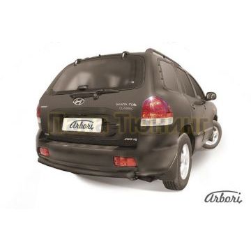 Защита заднего бампера чёрная сталь 57 мм Slitkoff для Hyundai Santa Fe Classic 2000-2012 Защита заднего бампера чёрная сталь 57 мм Slitkoff для Hyundai Santa Fe Classic 2000-2012