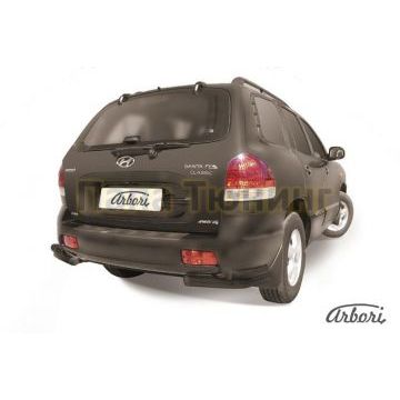 Защита задняя двойные уголки чёрная сталь 57-42 мм Slitkoff для Hyundai Santa Fe Classic 2000-2012 Защита задняя двойные уголки чёрная сталь 57-42 мм Slitkoff для Hyundai Santa Fe Classic 2000-2012