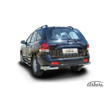 Защита задняя двойные уголки 57-42 мм Slitkoff для Hyundai Santa Fe Classic 2000-2012 Защита задняя двойные уголки 57-42 мм Slitkoff для Hyundai Santa Fe Classic 2000-2012