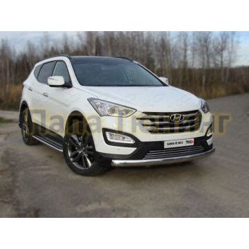 Защита передняя овальная длинная 75-42 мм ТСС для Hyundai Santa Fe 2012-2015 Защита передняя овальная длинная 75-42 мм ТСС для Hyundai Santa Fe 2012-2015