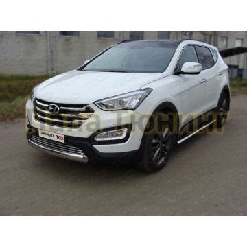 Защита передняя овальная короткая 75-42 мм ТСС для Hyundai Santa Fe 2012-2015 Защита передняя овальная короткая 75-42 мм ТСС для Hyundai Santa Fe 2012-2015