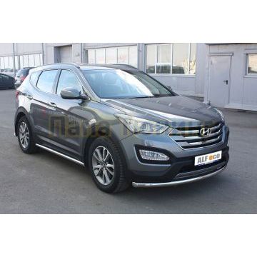 Защита переднего бампера 60 мм ALFeco для Hyundai Santa Fe 2012-2015
