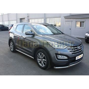 Пороги труба 60 мм ALFeco для Hyundai Santa Fe 2012-2015