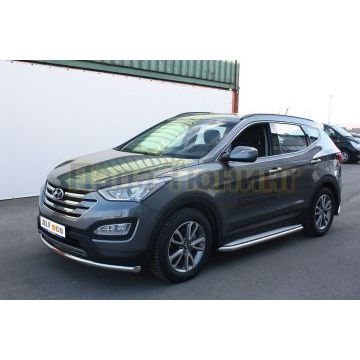 Пороги с площадкой алюминиевый лист 60 мм ALFeco для Hyundai Santa Fe 2012-2015